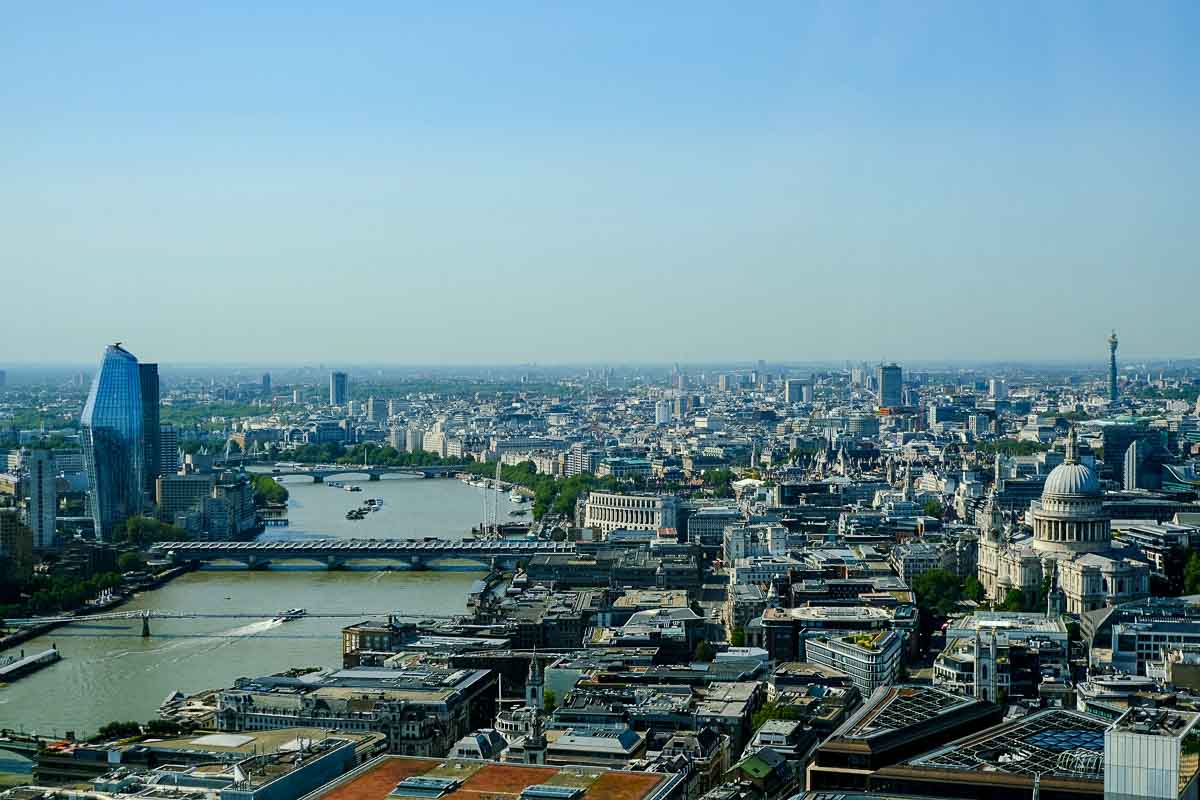 Visiting the Sky Garden, London: Tips From a Local Expert 1 river thames with bridges and boats and london eye in distance