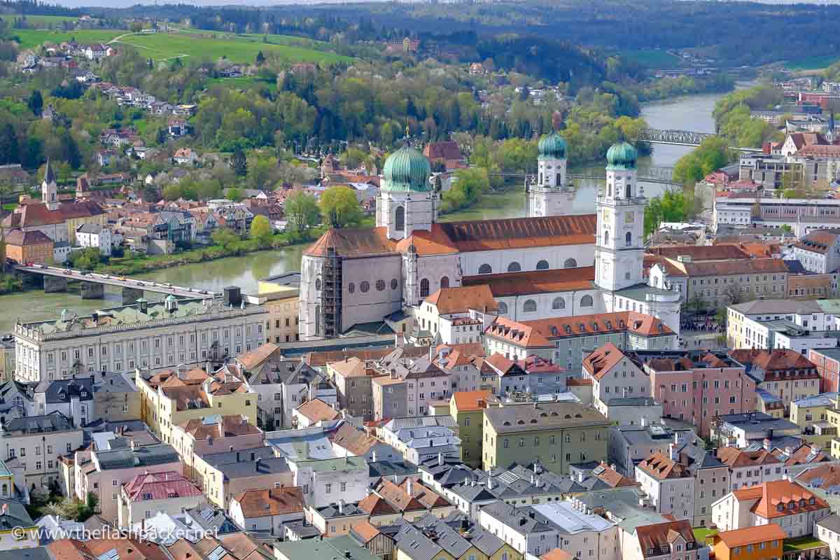panoramic view of passau old town and river