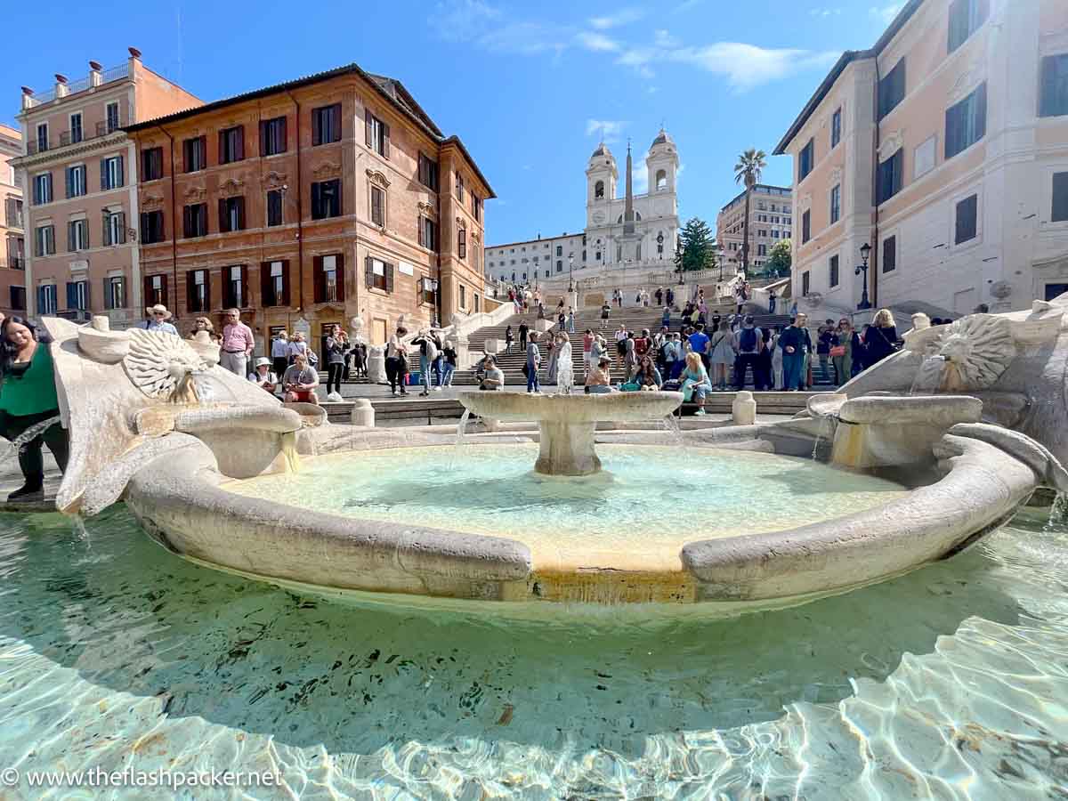 low fouatind with water in front of the spanish steps in rome
