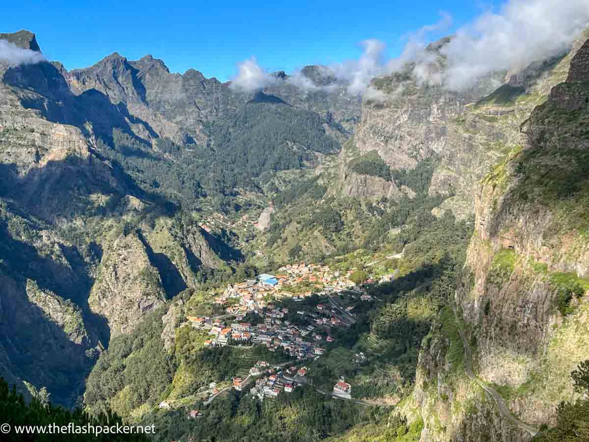 Portugal 8 deep canyon of valley of the nuns madeira with village at bottom