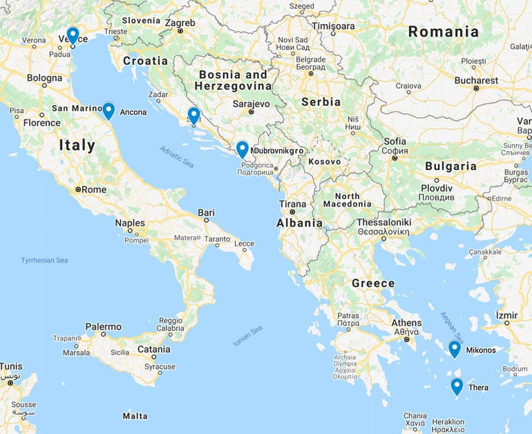 Ultimate Adriatic Cruise Guide: Tips, Port Guides & Review of MSC Sinfonia 1 adriatic-cruise-itinerary map