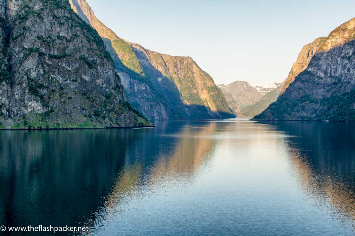 Norway 6 a fjord in norway with mountains reflected in water
