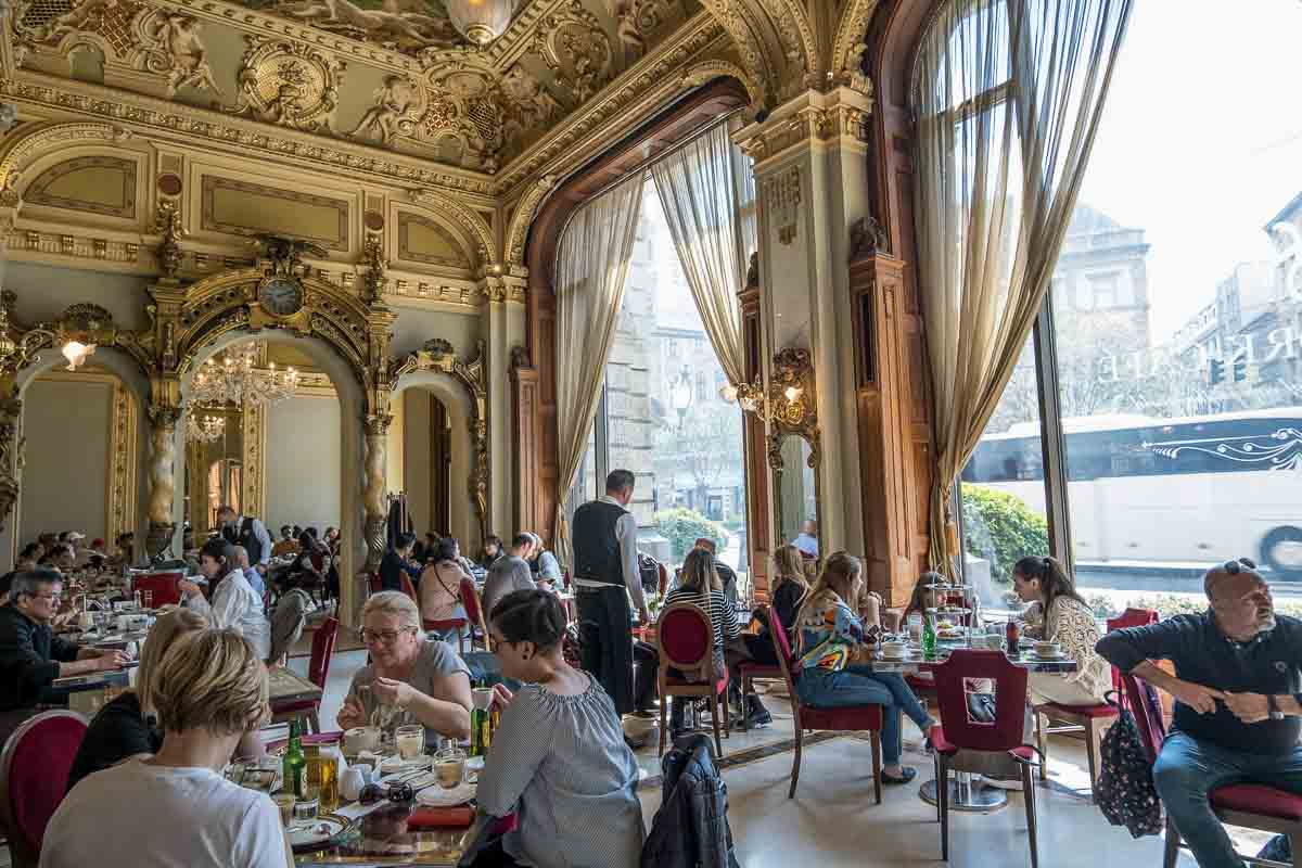people dining in the ornate interior of new york cafe budapest
