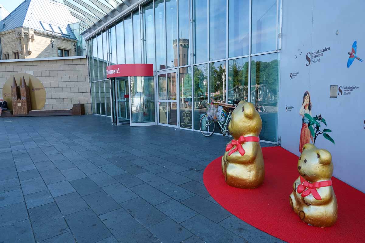 giant lindt bears in front of chocolate museum in cologne germany