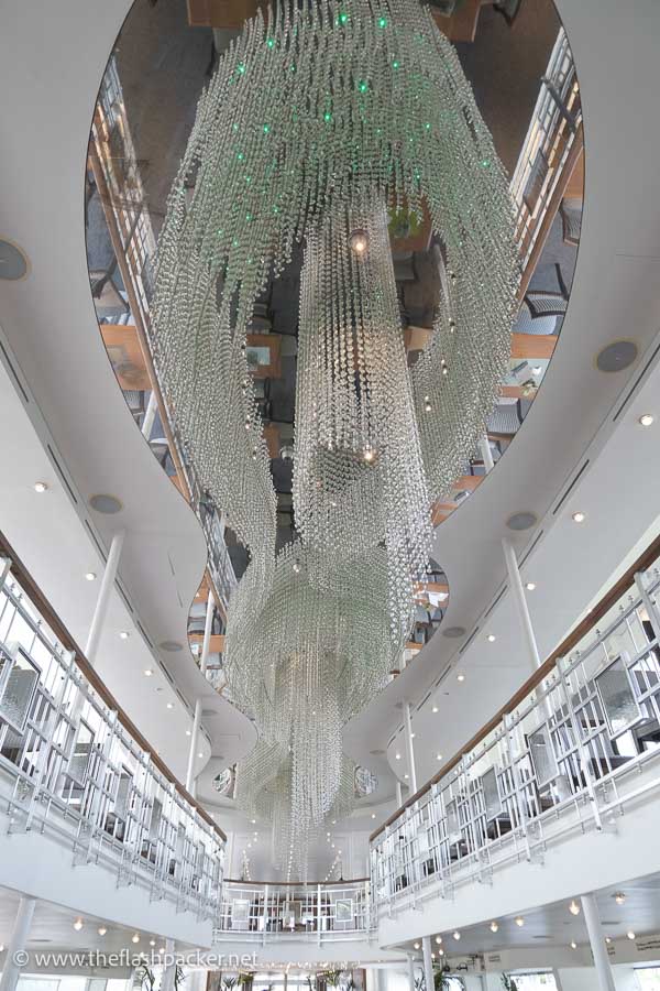 large chandelier inside danube crystal ship
