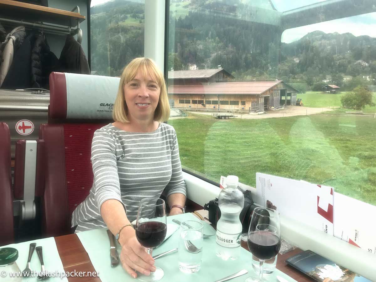 woman Dining onboard The Glacier Express