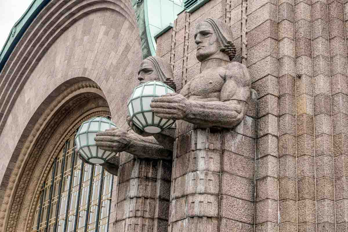 art deco facade of helsinki railway station