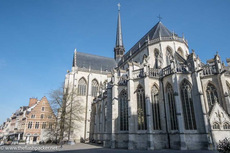 exterior of church in leuven belgium with one tower