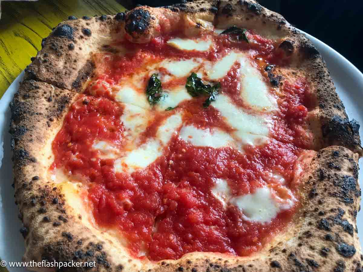 a pizza with tomato and cheese