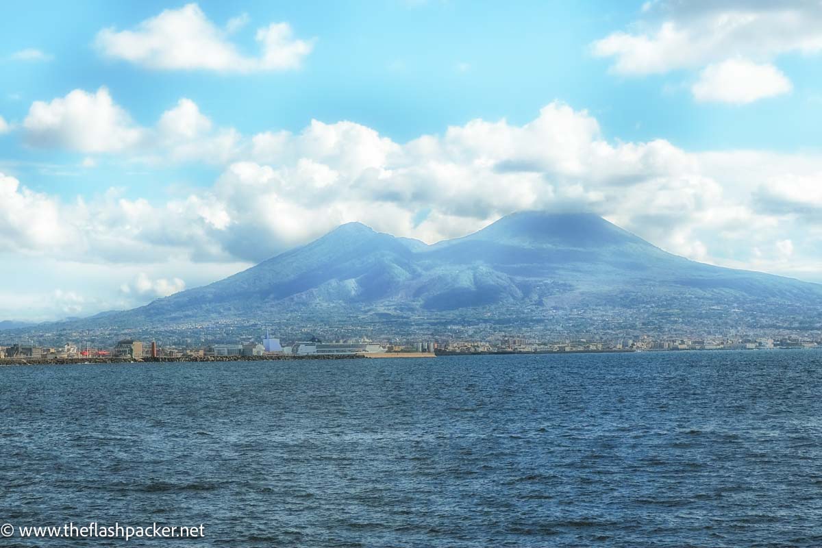 mount vesuvius behind the bay of naples