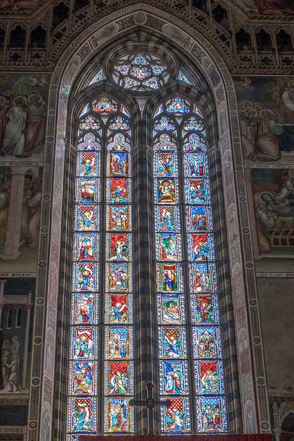 beautiful stained glass window in orvieto cathedral