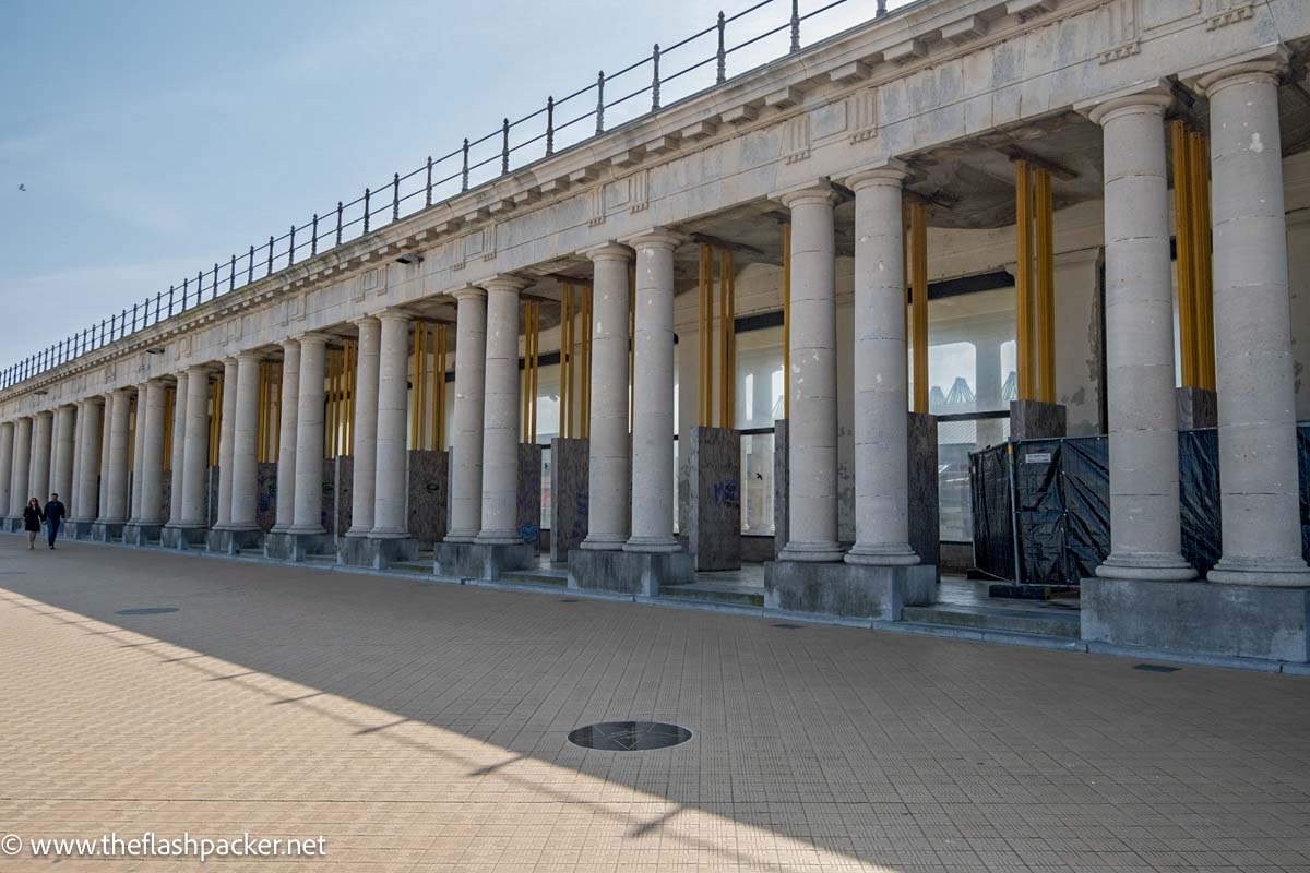 colonnaded passageway lining a beach promenade