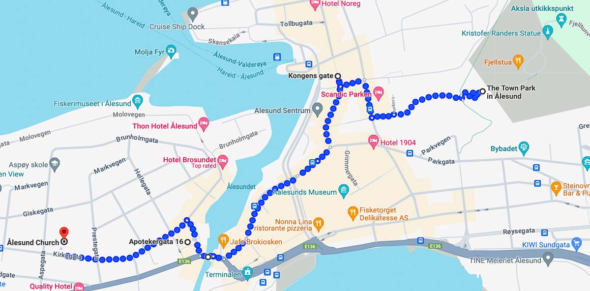 walking tour of alesund map